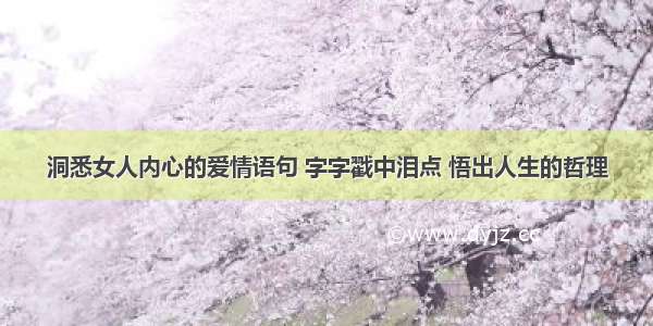 洞悉女人内心的爱情语句 字字戳中泪点 悟出人生的哲理