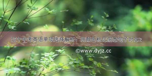 辽宁中考英语单项选择解析：用颜色标记洞悉句子时态2