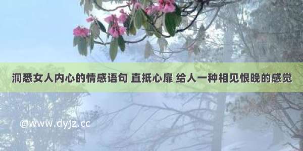 洞悉女人内心的情感语句 直抵心扉 给人一种相见恨晚的感觉