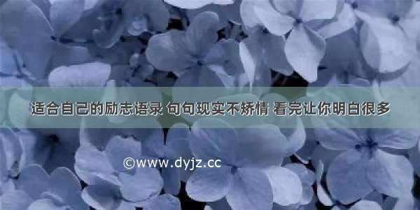 适合自己的励志语录 句句现实不矫情 看完让你明白很多