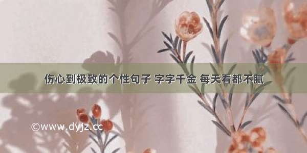 伤心到极致的个性句子 字字千金 每天看都不腻