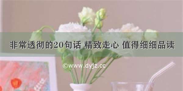 非常透彻的20句话 精致走心 值得细细品读