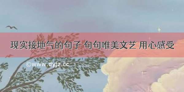 现实接地气的句子 句句唯美文艺 用心感受