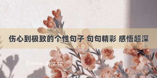 伤心到极致的个性句子 句句精彩 感悟超深