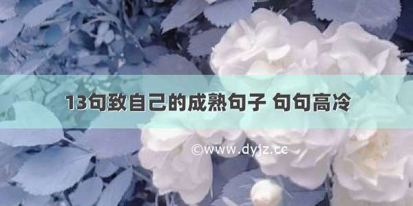 13句致自己的成熟句子 句句高冷