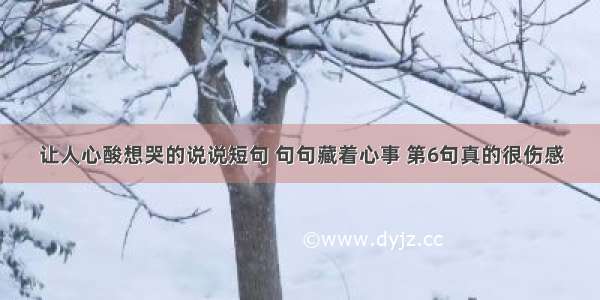 让人心酸想哭的说说短句 句句藏着心事 第6句真的很伤感