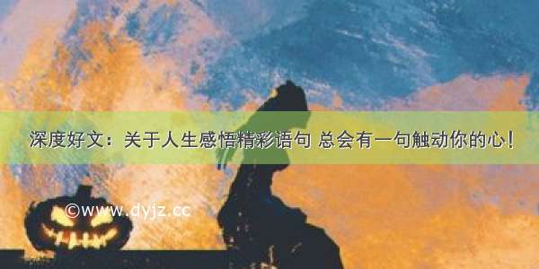 深度好文：关于人生感悟精彩语句 总会有一句触动你的心！