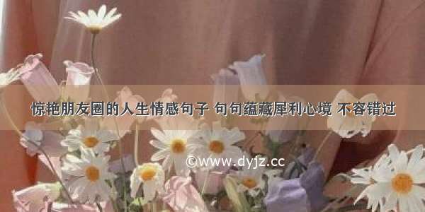 惊艳朋友圈的人生情感句子 句句蕴藏犀利心境 不容错过