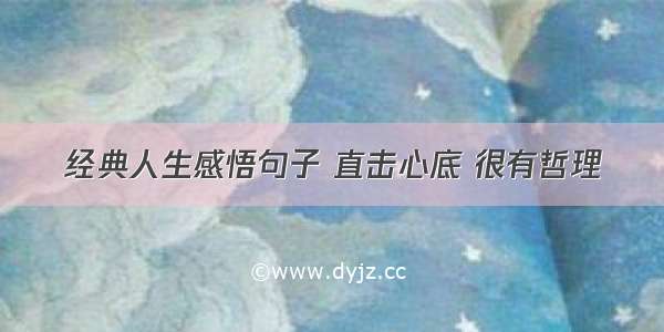 经典人生感悟句子 直击心底 很有哲理