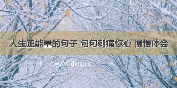 人生正能量的句子 句句刺痛你心 慢慢体会