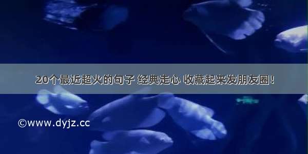 20个最近超火的句子 经典走心 收藏起来发朋友圈！