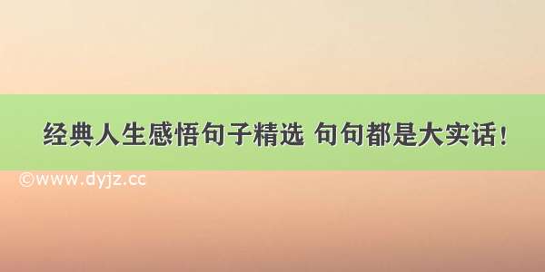 经典人生感悟句子精选 句句都是大实话！