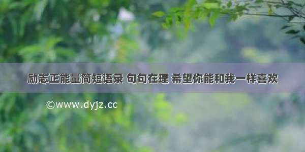 励志正能量简短语录 句句在理 希望你能和我一样喜欢