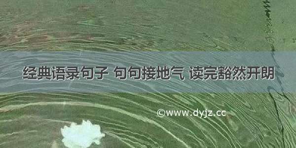 经典语录句子 句句接地气 读完豁然开朗