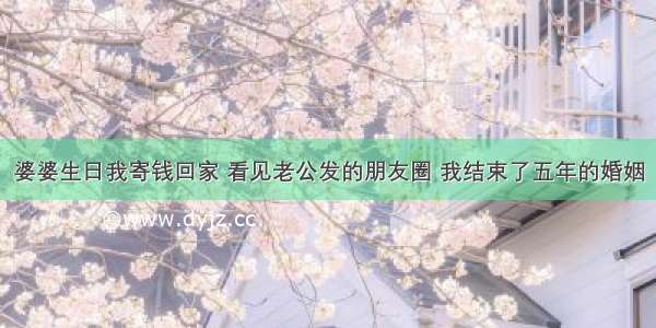 婆婆生日我寄钱回家 看见老公发的朋友圈 我结束了五年的婚姻