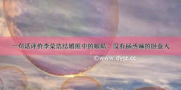 一句话评价李荣浩结婚照中的眼睛：没有杨丞琳的卧蚕大