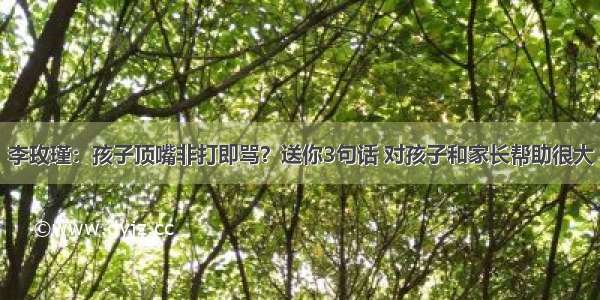 李玫瑾：孩子顶嘴非打即骂？送你3句话 对孩子和家长帮助很大