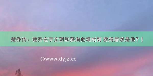 楚乔传：楚乔在宇文玥和燕洵危难时刻 救得居然是他？！