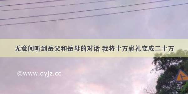 无意间听到岳父和岳母的对话 我将十万彩礼变成二十万