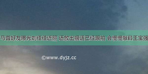 马蓉好友曝光刘佳佳近照 还放出狠话已经跟拍 会慢慢爆料王宝强