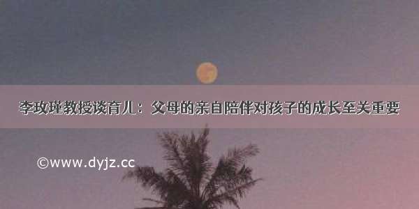 李玫瑾教授谈育儿：父母的亲自陪伴对孩子的成长至关重要