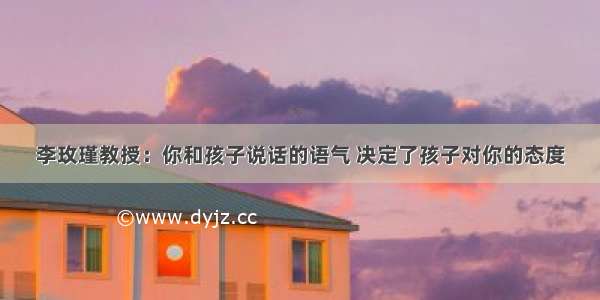 李玫瑾教授：你和孩子说话的语气 决定了孩子对你的态度