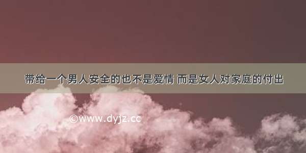 带给一个男人安全的也不是爱情 而是女人对家庭的付出