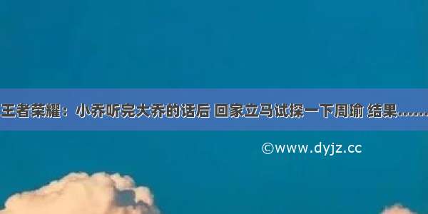 王者荣耀：小乔听完大乔的话后 回家立马试探一下周瑜 结果……