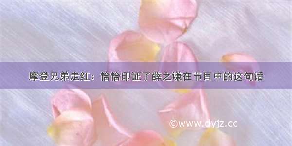 摩登兄弟走红：恰恰印证了薛之谦在节目中的这句话