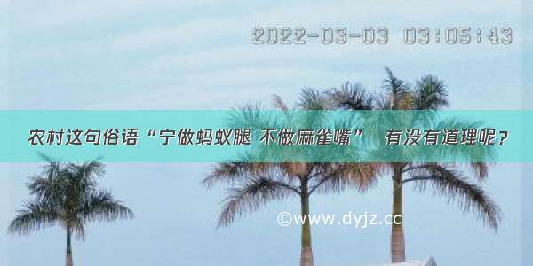 农村这句俗语“宁做蚂蚁腿 不做麻雀嘴”  有没有道理呢？