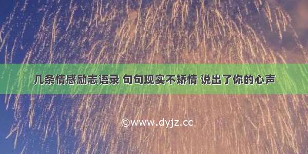 几条情感励志语录 句句现实不矫情 说出了你的心声