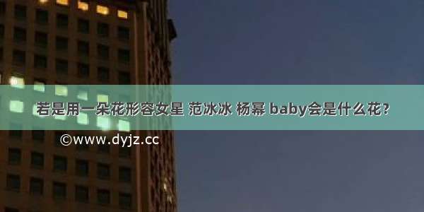 若是用一朵花形容女星 范冰冰 杨幂 baby会是什么花？