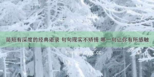 简短有深度的经典语录 句句现实不矫情 哪一句让你有所感触