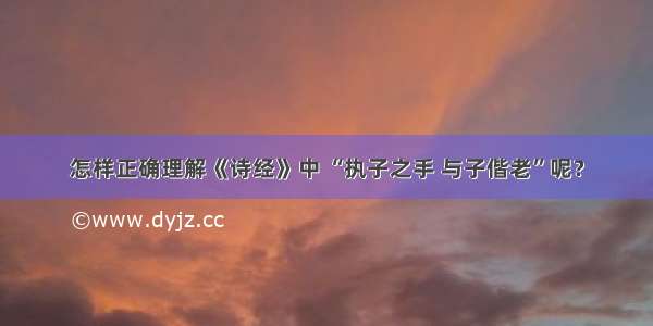 怎样正确理解《诗经》中 “执子之手 与子偕老”呢？