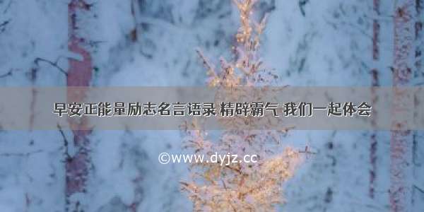 早安正能量励志名言语录 精辟霸气 我们一起体会