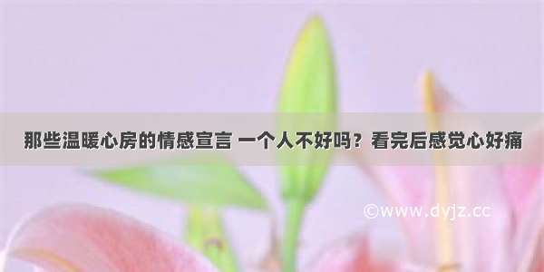 那些温暖心房的情感宣言 一个人不好吗？看完后感觉心好痛