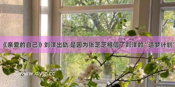 《亲爱的自己》刘洋出轨 是因为张芝芝相信了刘洋的“造梦计划”