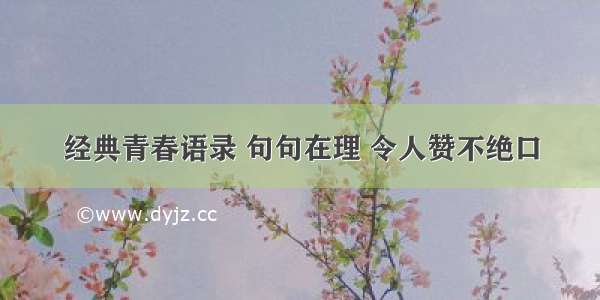 经典青春语录 句句在理 令人赞不绝口