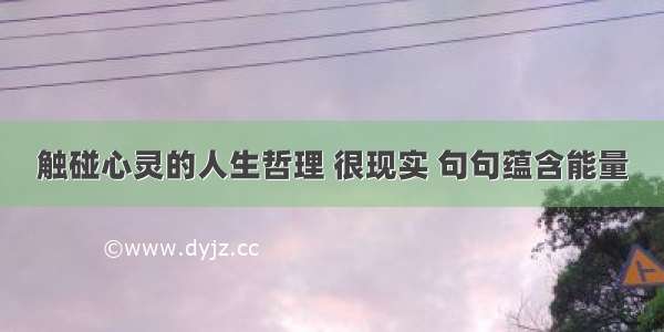 触碰心灵的人生哲理 很现实 句句蕴含能量