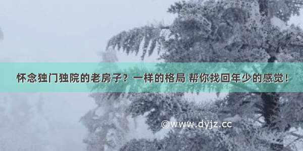 怀念独门独院的老房子？一样的格局 帮你找回年少的感觉！