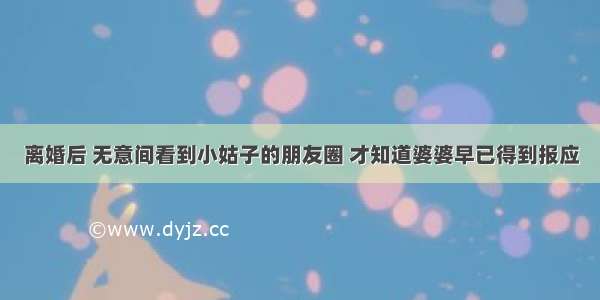 离婚后 无意间看到小姑子的朋友圈 才知道婆婆早已得到报应