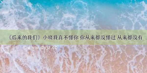 《后来的我们》小晓我真不懂你 你从来都没懂过 从来都没有