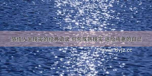 感悟人生现实的经典语录 句句成熟现实 送给疲惫的自己