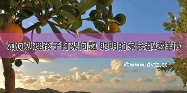 如何处理孩子打架问题 聪明的家长都这样做