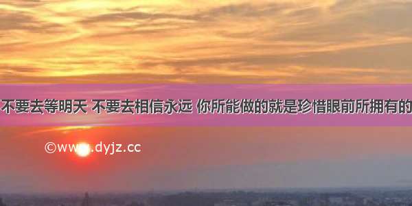 不要去等明天 不要去相信永远 你所能做的就是珍惜眼前所拥有的