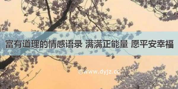 富有道理的情感语录 满满正能量 愿平安幸福