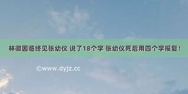 林徽因临终见张幼仪 说了18个字 张幼仪死后用四个字报复！