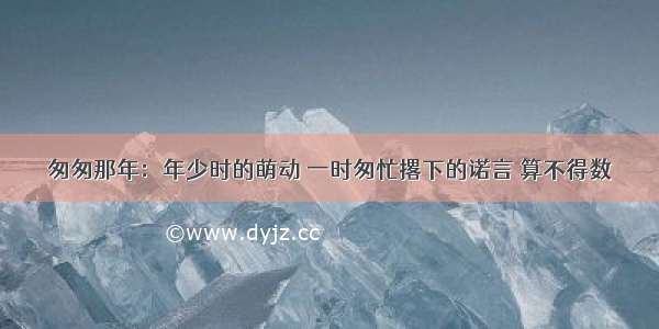 匆匆那年：年少时的萌动 一时匆忙撂下的诺言 算不得数