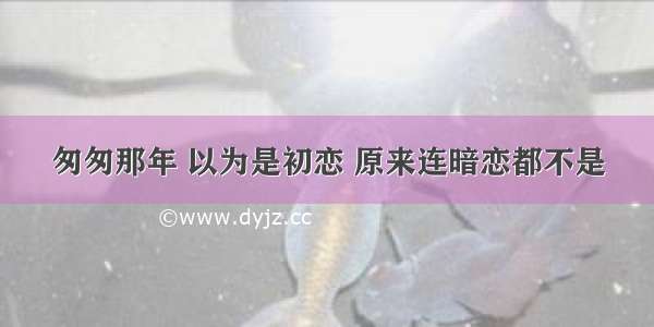 匆匆那年 以为是初恋 原来连暗恋都不是