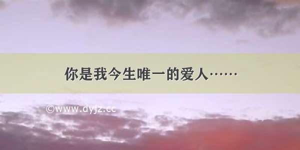 你是我今生唯一的爱人……